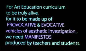 One of two final slides from Olivia Gude session- "Evocative and Provocative Pedagogy: Toward a Culture-Changing Curriculum".