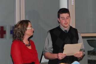 Susan being introduced by her son, Jason