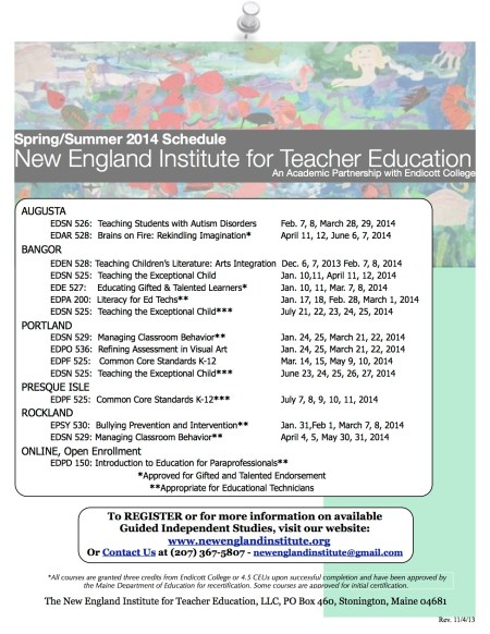 Spring 2014 Schedule