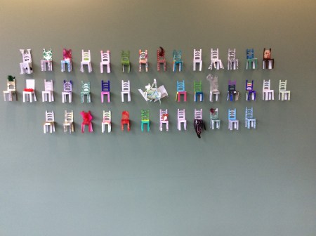 Lisa saw this idea on Pinterest. The chairs are about 6 inches tall.