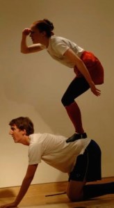 Teaching Artist, Karen Montanaro performing at the 2007 Statewide Arts Ed conference, Farnsworth Art Museum, Rockland. Nicholas Kleiner joined Karen