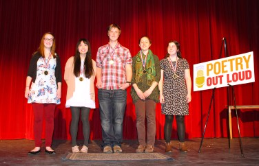 Southern Region State Finalists left to right: Charlotte Benoit, Greely High School; Rose Horowitz, Mt. Ararat High School; Ben Millspaugh, Waynflete School; Sylvia Holland, Maine Coast Waldorf School; Shilo Munsen, Freeport High School