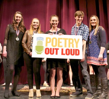 Northern Region State Finalists left to right: Lydia Caron, Bangor High School; Morgan Steward, Carrabec High School; Danielle Barrett, Hampden Academy; Owen Sinclair, Rangeley Lakes Regional School; Anna Bucklin, Searsport District High School