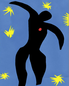 Henri Matisse, (France, 1869 - 1954), Icare (Icarus) 8 of 20 in "Jazz" (detail), 1947, stencil, lithograph, pochoir on arches, 16 1/2 x 25 1/2 inches. Ex2.2016.9. Bank of America Collection. 2016 Succession H. Matisse/ Artists Rights Society (ARS), New York.