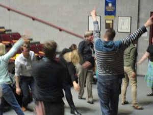 Participants moving with Nancy Salmon 