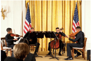 Sphinx Organization's Perfect Fourth quartet performs at the 2016 National Arts and Humanities Youth Program Awards Ceremony Photo: Steven Purcell