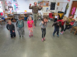 John working with kindergarten class